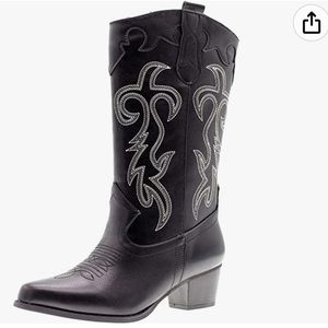 Black Cowboy Boots - Size 9